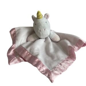 Lovey Security Blanket Plush Pink White Unicorn Gold‎ Satin Sparkles